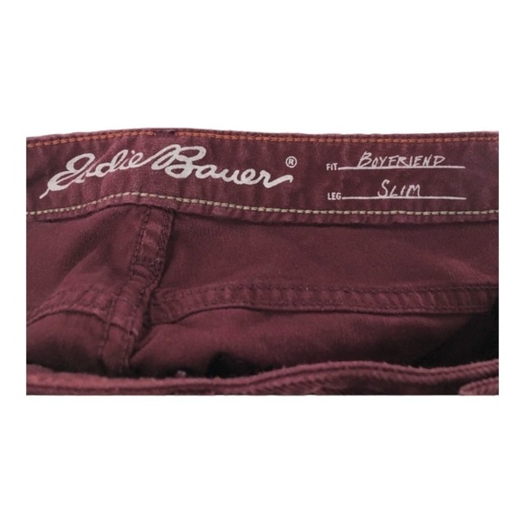 EDDIE BAUER Dark Cranberry Red Boyfriend Slim Fit Corduroy Pants size 4 - Picture 5 of 6